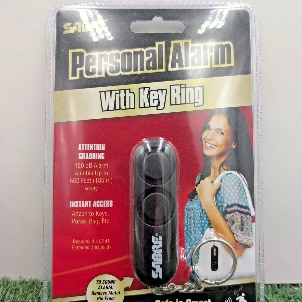 Sabre PA-01 Personal Protection Alarm With Key Ring 120 dB Safe is Smart Black
